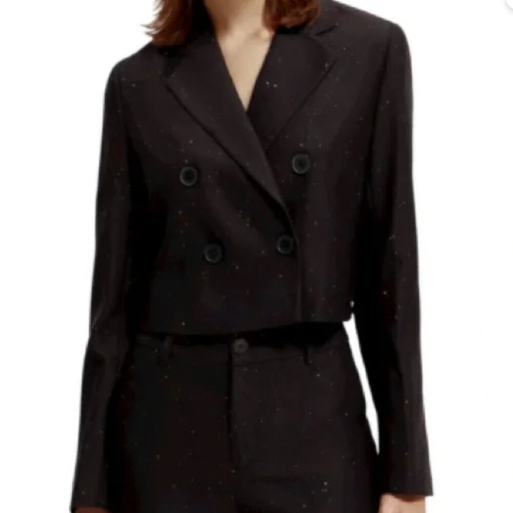 SOLD OUT XS Scotch & Soda Cropped DoubleBreasted Blazer Festive Sequin NWT